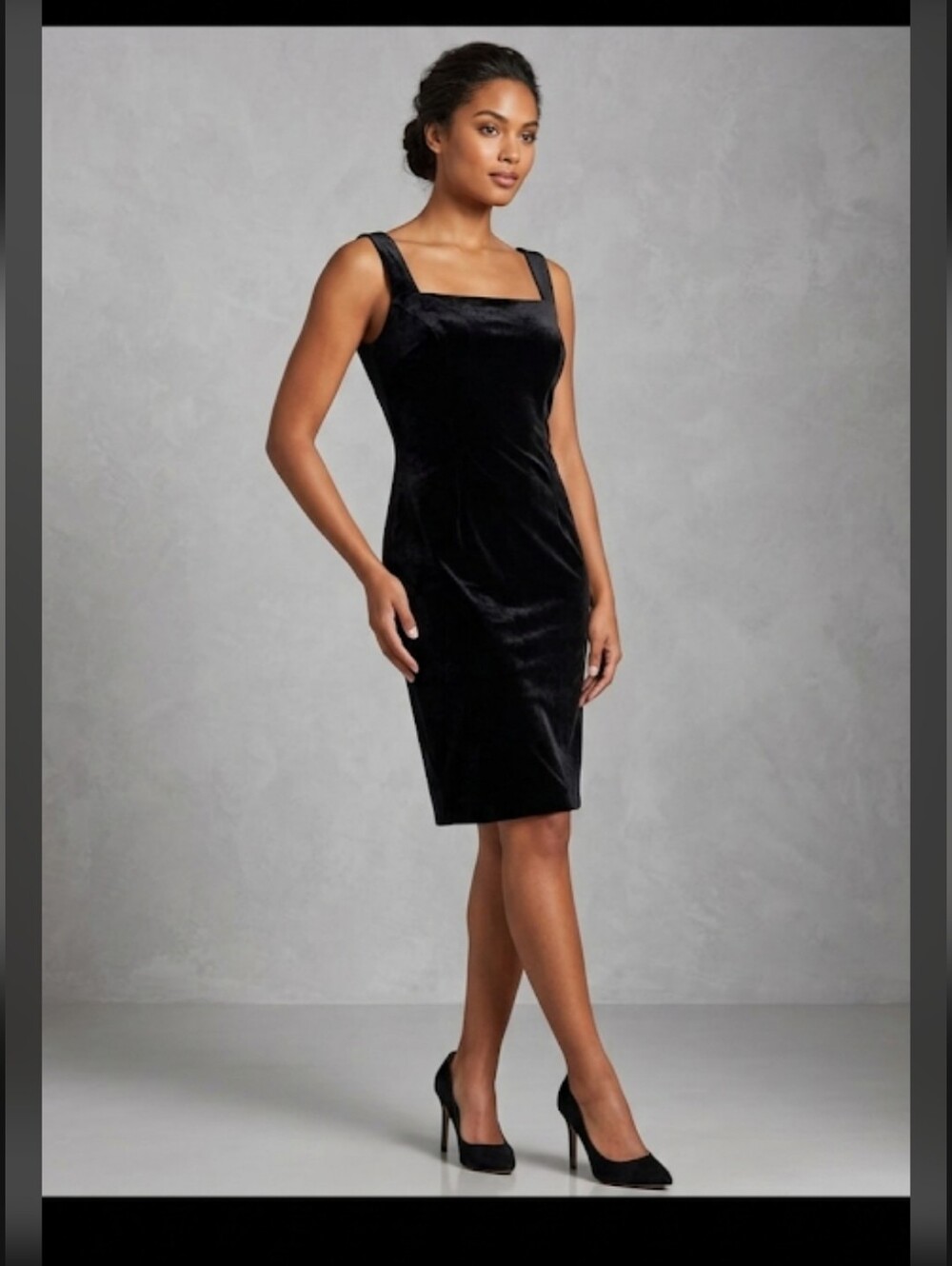 Scott McClintock Vintage Velvet Sheath Dress 12 Square Neck Gothic Whimsigoth 90